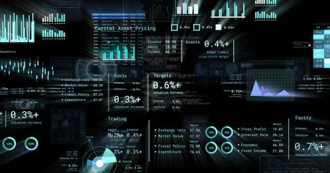 Image of digital data processing over black background Stock Photos
