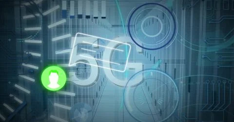 Image of digital data processing over computer servers Stock Photos