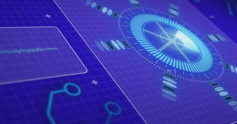 Image of digital data processing over blue background 스톡 사진