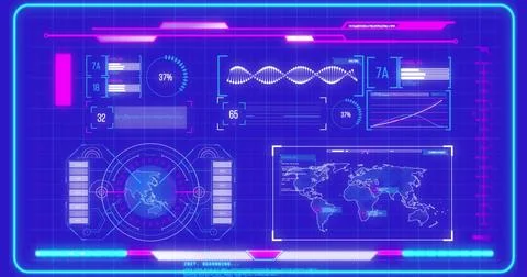 Image of digital data processing over blue background 스톡 사진