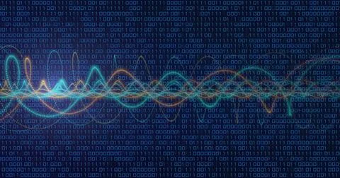 Image of digital data processing over black background Stock Photos