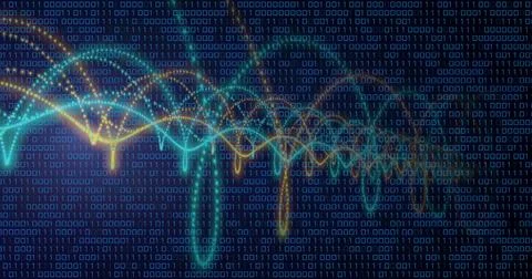 Image of digital data processing over black background Stock Photos
