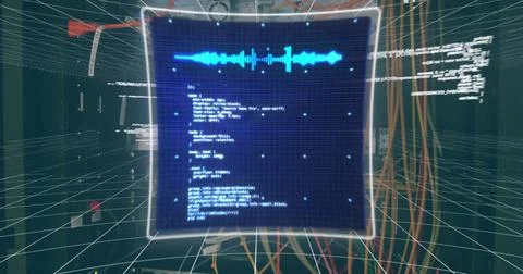 Image of digital data processing over computer server 스톡 사진