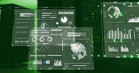 Image of digital data processing over computer servers Stock Photos