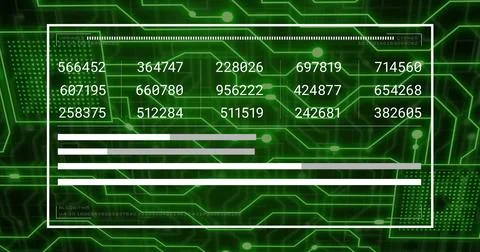 Image of digital data processing over computer circuit board Stock Photos