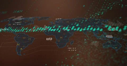 Image of digital data processing over world map Stock Photos
