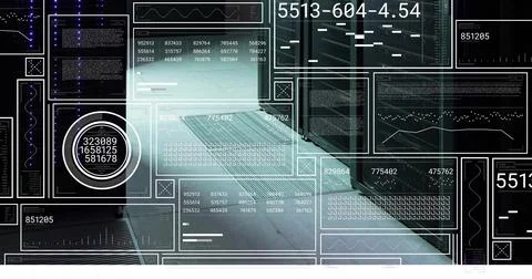 Image of digital data processing over computer servers 写真素材