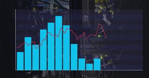 Image of digital data processing over computer servers 스톡 사진