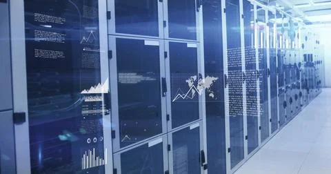 Image of digital data processing over computer servers Stock Photos