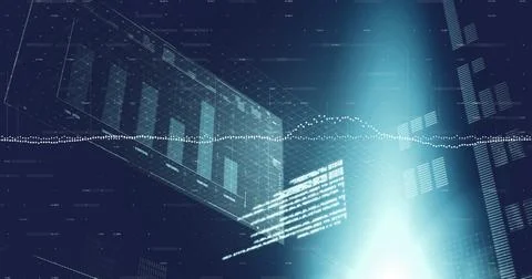 Image of digital data processing over black background Stock Photos