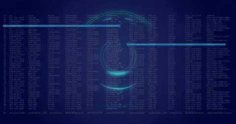 Image of digital data processing over scope scanning Stock Photos