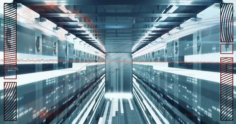 Image of digital data processing over computer servers 스톡 사진