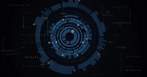 Image of digital data processing over black background Stock Photos