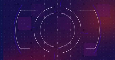 Image of digital data processing over scope scanning and grid Stock Photos