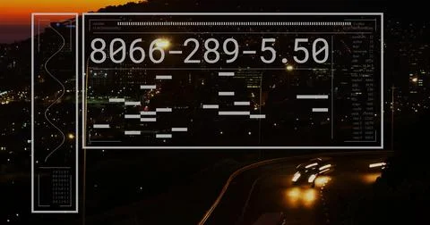 Image of digital data processing over cityscape 写真素材