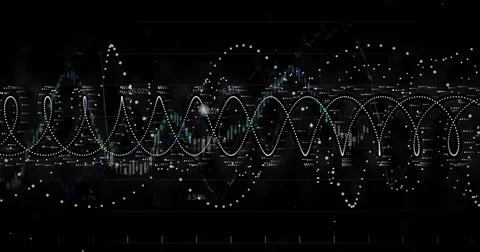 Image of digital data processing over dark background Stock Photos