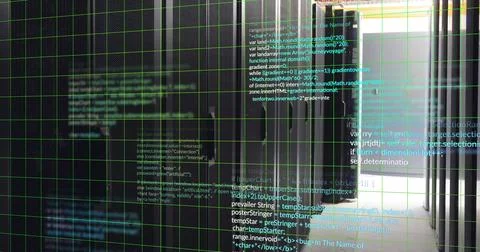 Image of digital data processing over computer servers 스톡 사진