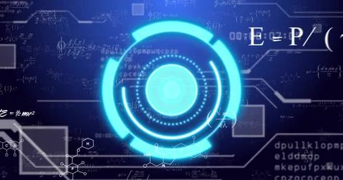 Image of digital data processing over scope on black background Stock Photos