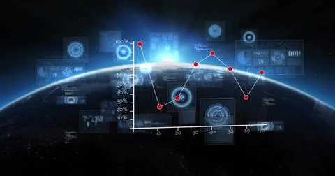 Image of digital data processing over globe 写真素材