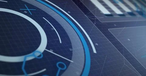 Image of digital data processing over black background Stock Photos