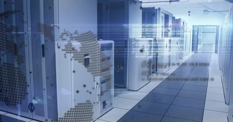 Image of digital data processing over computer servers Stock Photos