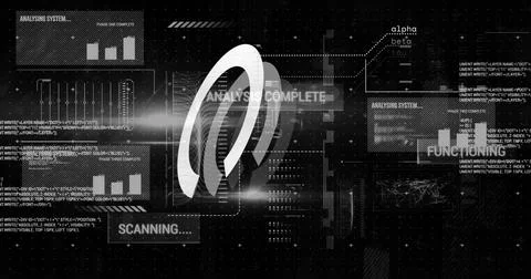 Image of digital data processing over black background 스톡 사진