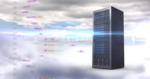 Image of digital data processing over computer servers 스톡 사진
