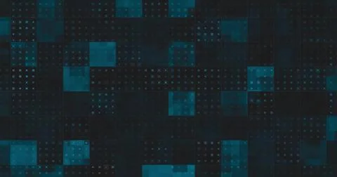 Image of digital data processing over flickering squares Stock Photos