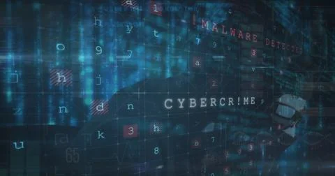 Image of digital data processing over screens and grid background Stock Photos