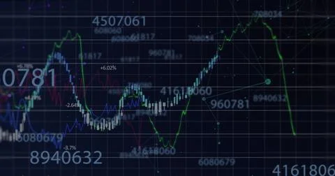 Image of digital data processing over dark background Stock Photos
