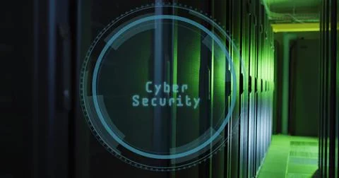 Image of digital data processing with padlock icon over computer servers 스톡 사진