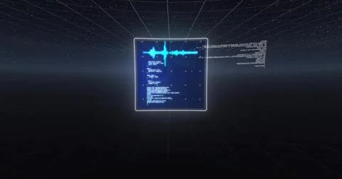 Image of digital data processing on screen over black background Stock Photos