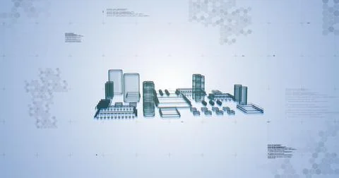 Image of digital elements compounds moving and data processing Illustrazione stock