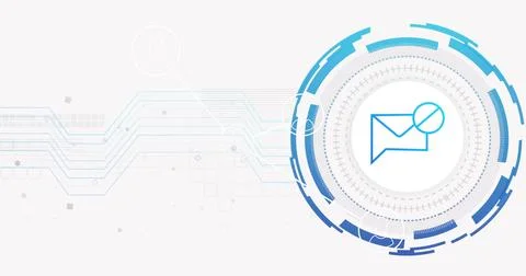 Image of digital envelope with circuit lines and circular tech design elements Stock Illustration