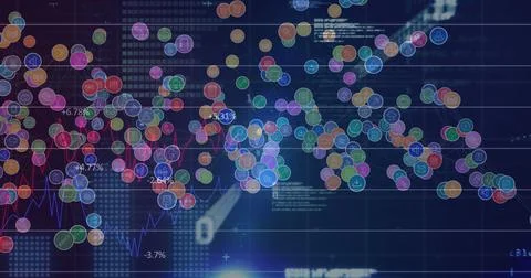 Image of digital icons and data processing on blue background Stock Illustration