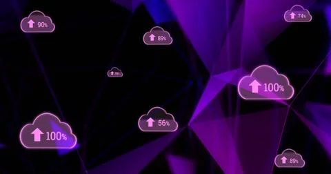 Image of digital icons and data processing on interface Stock Illustration