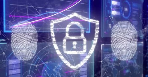Image of digital icons and data processing on interface Stock Photos