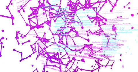 Image of digital icons data processing and networks of connections Foto stock