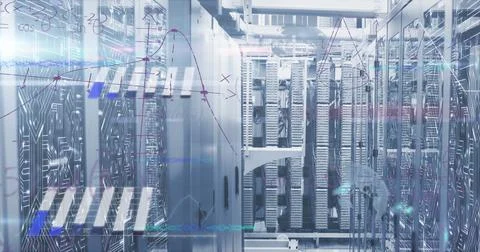 This image is a digital image of a global network of computer servers processing Stock Illustration