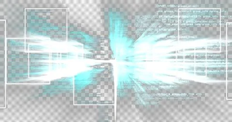 Image of digital information and white square on black background Stock Illustration
