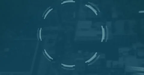 Image of digital interface and data processing over world map on blue background 스톡 일러스트