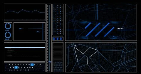 Image of digital interface and data processing on black background Foto stock