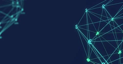 Image of digital interface and globe of network connections with financial and Stock Illustration
