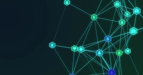 Image of digital interface and globe of network of connections with computer Stock Illustration