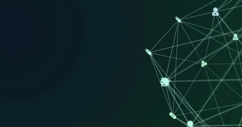 Image of digital interface and globe of network of connections with white icons Stock Illustration