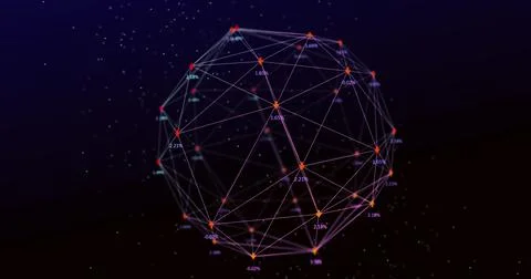 Image of digital interface and globe of network connections with arrows and Stock Illustration
