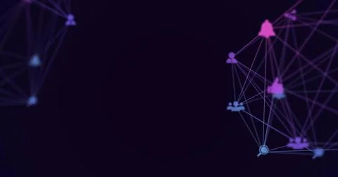 Image of digital interface and network connections with social networking pink 스톡 일러스트