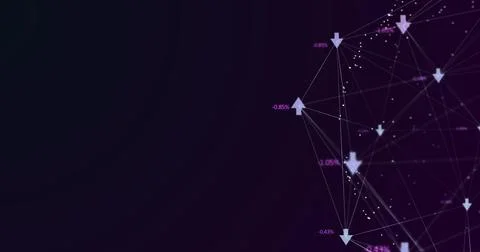 Image of digital interface and network connections with arrows and numbers 库存插图