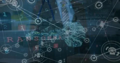 Image of digital interface and network of connections over businessman Stock Illustration