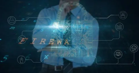 Image of digital interface and network of connections over businessman Stock Photos